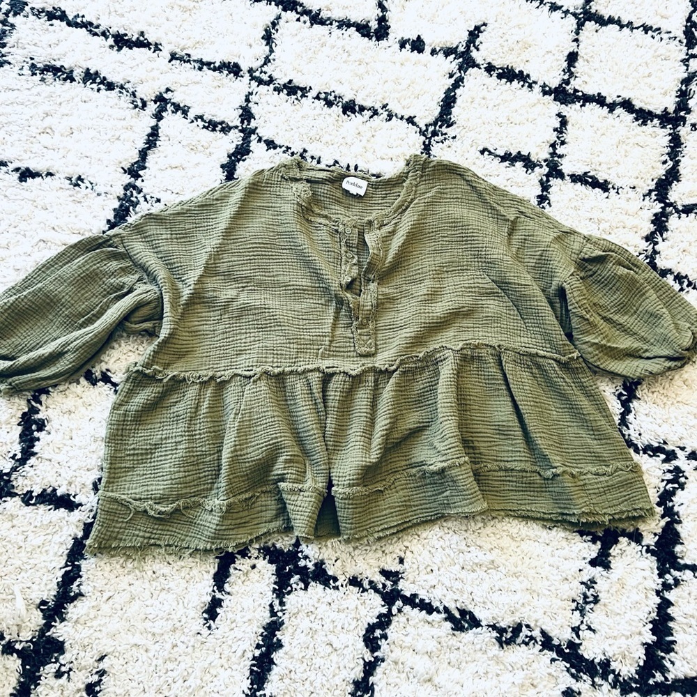Peach Love California Bohemian Oversized Blouse Size Small
